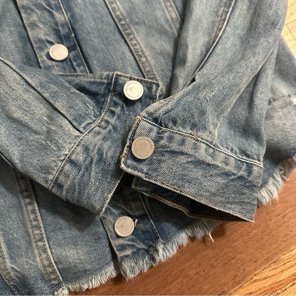 Blank NYC Heavily Distressed Denim Jean Jacket, Medium Wash, Small - Picture 9 of 16